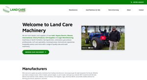 Above the fold screenshot of Land Care Machinery home page