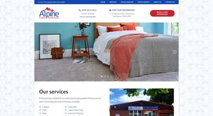 Above the fold screenshot of Alpine Carpet Warehouse home page