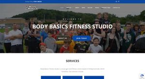 Above the fold screenshot of Body Basics Fitness Studio home page