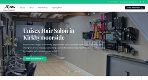 Above the fold screenshot of Jems Hair Design home page